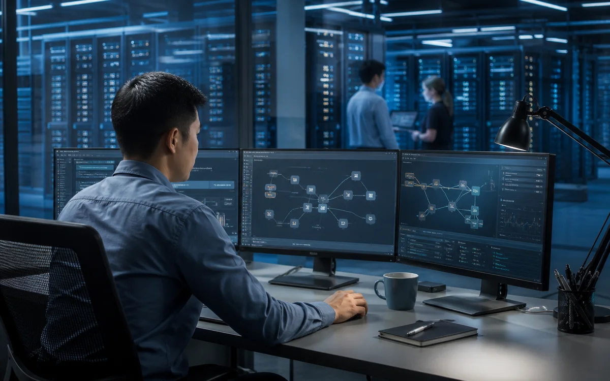 Infrastructure engineer monitoring a container platform